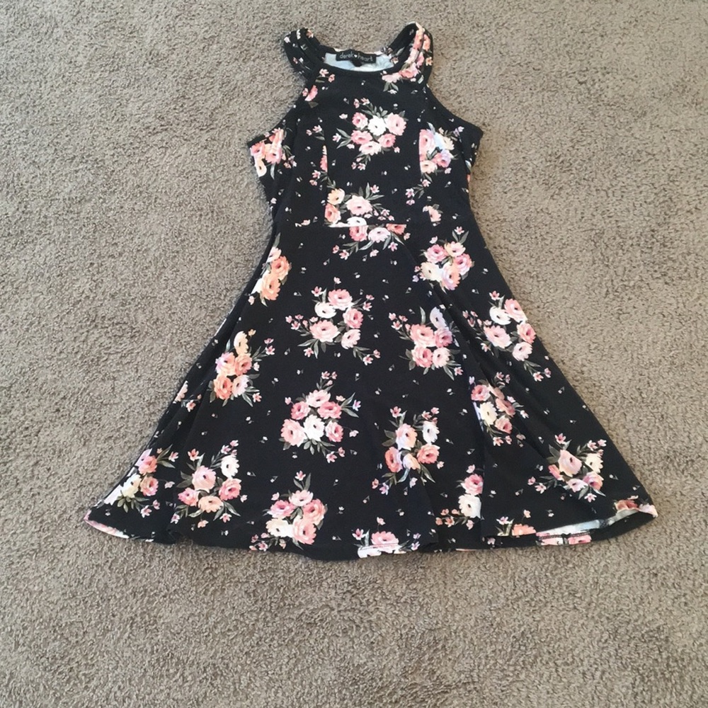Black floral womens dress